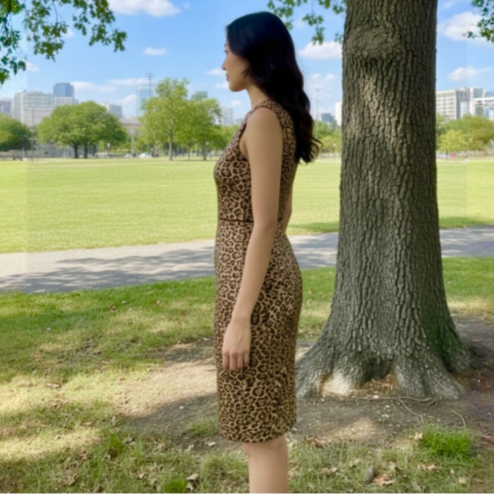 Addie Tahari Leopard Print Sleeveless Dress Size 2 - Picture 4 of 10